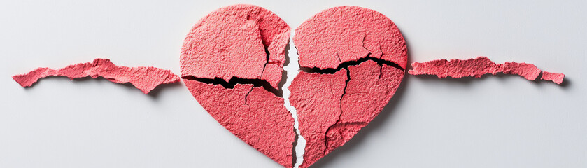 A broken heart with jagged edges, representing sorrow and heartache