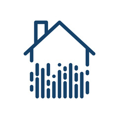 Smart home icon, line style symbol of connected house system, wireless automation and remote control, heating, security, convenience and energy saving flat vector illustration.
