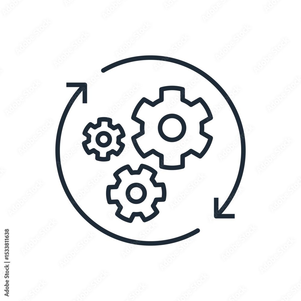 Poster build a system. professional management.vector linear icon illustration isolated on white background