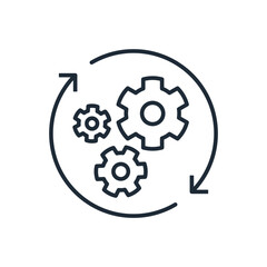 Build a system. Professional management.Vector linear icon illustration isolated on white background.