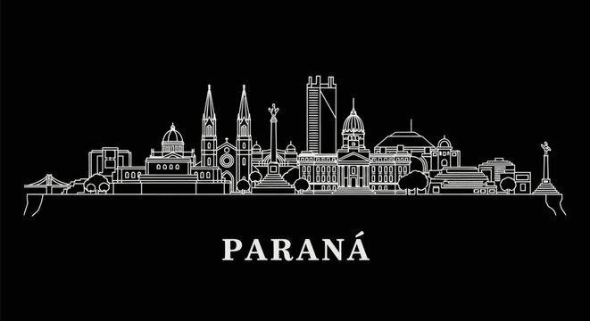 Paran skyline White vector city outline.