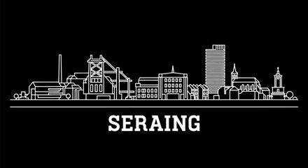 Seraing Skyline with Belgium Vector Silhouette.