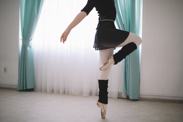 Cropped shot of ballet dancer exercising