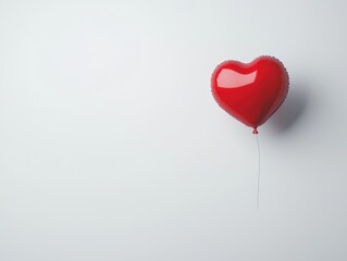 A vibrant red heart-shaped balloon floating against a clean background, evoking feelings of love and affection. The balloon casts a soft shadow, enhancing its depth and realism.