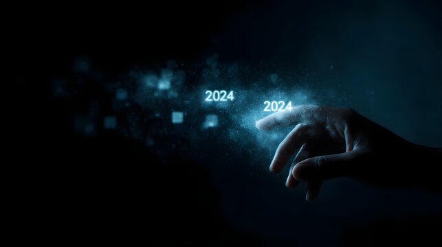 Symbolic transition from 2024 to 2025 data visualization - Powered by Adobe