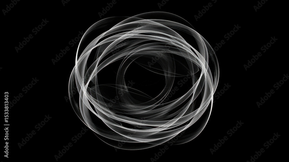 Poster mesmerizing display of blurred motion light rings rotating around central point, creating ethereal a