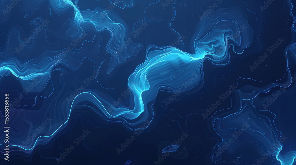 Poster mesmerizing flow of bright electric threads curves across deep black background, creating captivatin