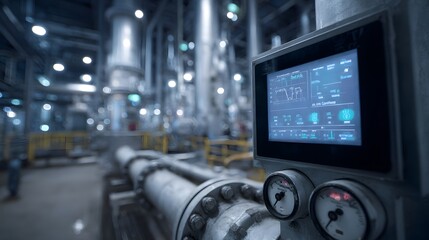Smart refinery control interface with blinking valves and flow rate meters