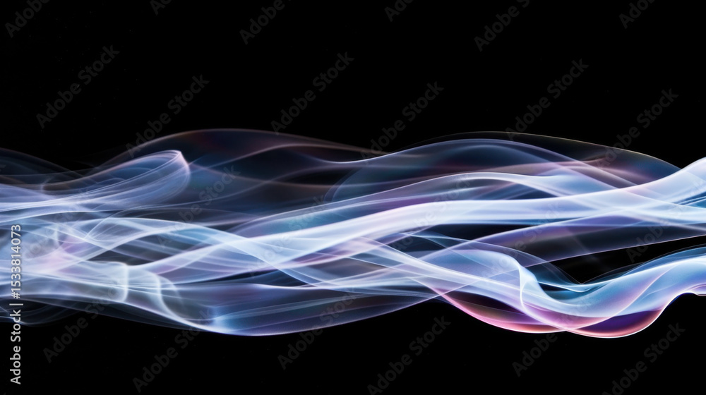 Poster ethereal smoke trails create mesmerizing flow of colors against black background, evoking sense of m