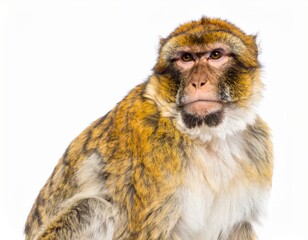 Obraz premium Monkey close view over white background