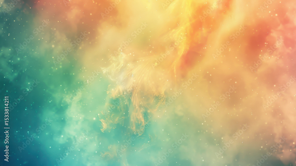 Aufkleber colorful bokeh floating over soft gradients in dreamy atmosphere creates serene and enchanting visua