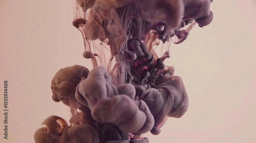 Poster colorful ink dissolving in water creates mesmerizing visual effect, showcasing swirling patterns and