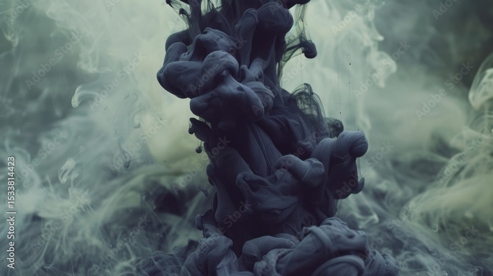 Poster colorful ink dissolving in water creates mesmerizing visual effect, showcasing swirling patterns and