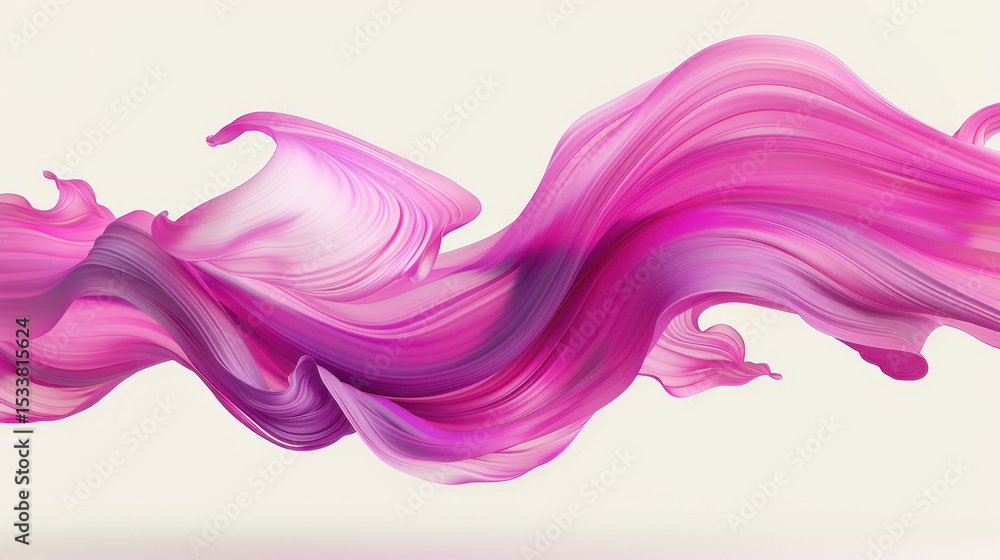 Poster dynamic brush strokes of color in modern style create vibrant wave of pink hues, evoking sense of fl