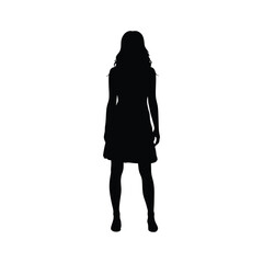 Silhouette of a Woman Walking Confidently on White Background