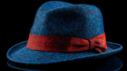 Stylish Blue and Red Fedora Hat: A Detailed Product Image