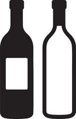Silhouette vector of red and white wine bottle combo, ideal for winery, bar menu, or elegant beverage design.