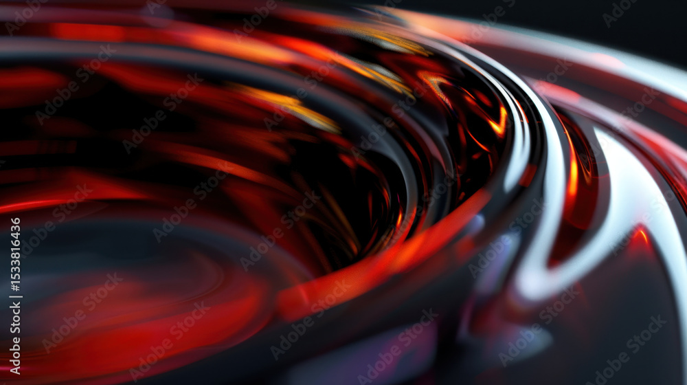 Aufkleber flowing liquid metallic shapes create futuristic and dynamic visual experience, showcasing vibrant r