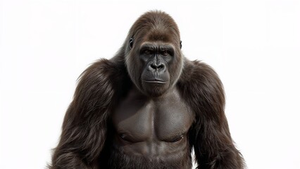 Fototapeta premium Gorilla close view over white background, no shadow