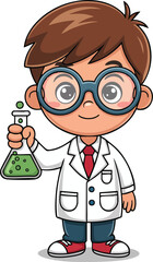 Cartoon Scientist with Test Tube - Science Icon Illustration