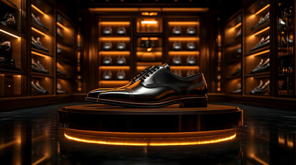 Luxurious Black Leather Oxford Shoe 3D Render Illustration