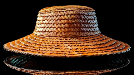 Detailed Close-up of a Woven Straw Hat -  A Realistic Product Photography Image