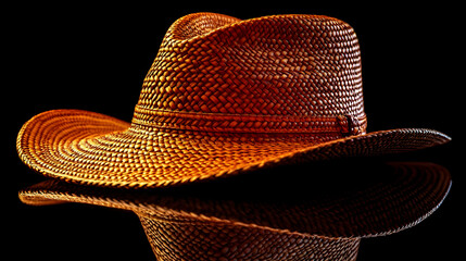 Illuminated Woven Straw Cowboy Hat Photo