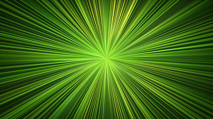 Obraz premium Hypnotic radial lines converge to center, creating vibrant green burst of energy. This dynamic pattern evokes sense of movement and depth, perfect for various design applications