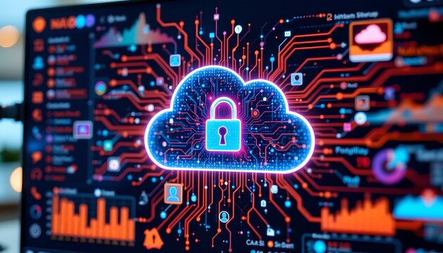 Enhancing cybersecurity cloud computing solutions digital workspace infographic technology environment abstract viewpoint data protection concept