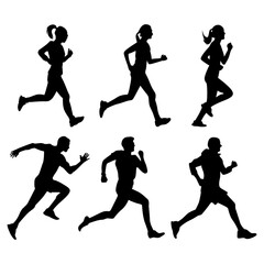 running people silhouette vector pack