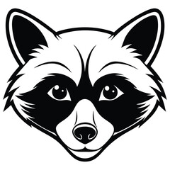 mascot showcases raccoon's bold facial features in stylized black and white