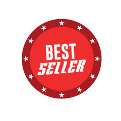 Best Seller Circle Badge in Red &ndash; Isolated on White Background