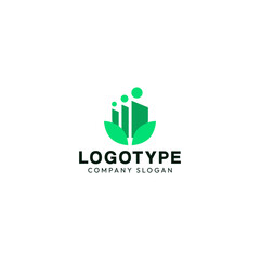 Real estate logo with people and leaves. Original modern logo.