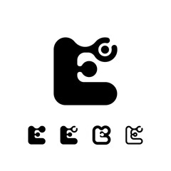 Logo Letter E, trendy modern alphabet font, set of five different letter e for your brand name design, vector illustration 10 EPS