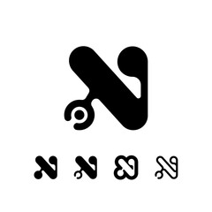 Logo Letter N, trendy modern alphabet font, set of five different letter n for your brand name design, vector illustration 10 EPS