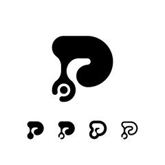 Logo Letter P, trendy modern alphabet font, set of five different letter p for your brand name design, vector illustration 10 EPS