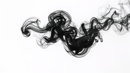 Black cloud of smoke over white background