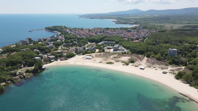 Aerial view of Black Sea Coast near Atliman Beach and Kiten, Burgas Region, Bulgaria 