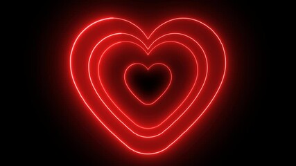 neon red heart sign glowing animation on black background, - Powered by Adobe