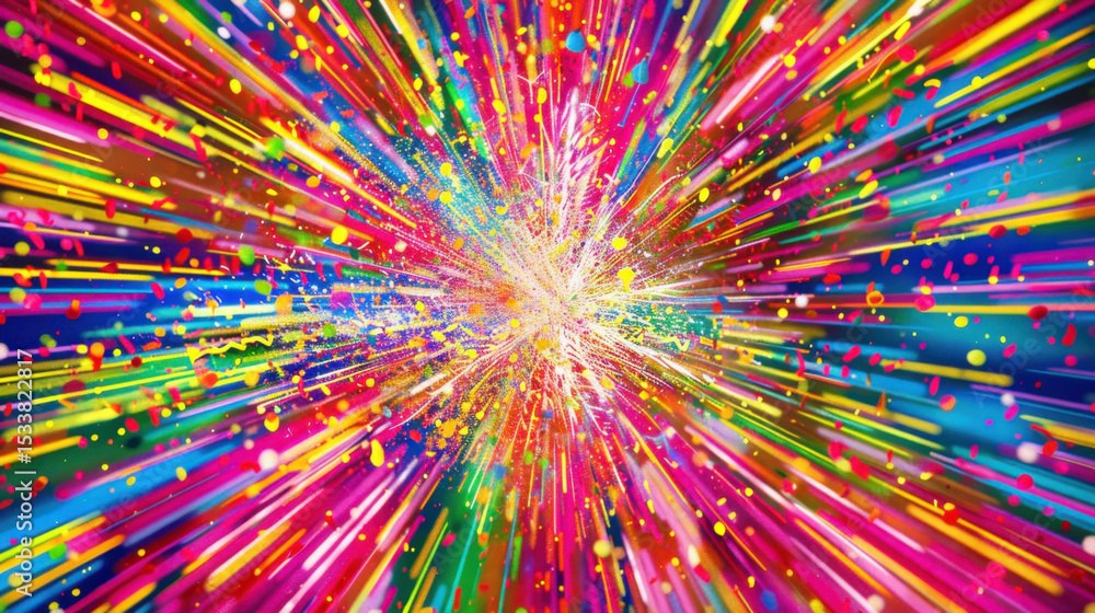 Poster vivid abstract background with motion and energy, featuring bright colors and dynamic lines that cre