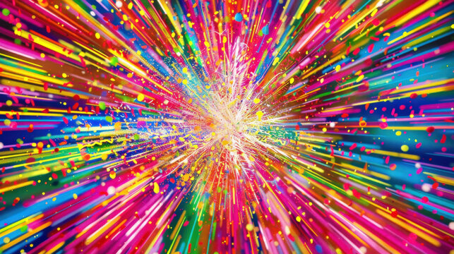 Vivid abstract background with motion and energy, featuring bright colors and dynamic lines that create sense of excitement and movement. This energetic design captivates viewer attention