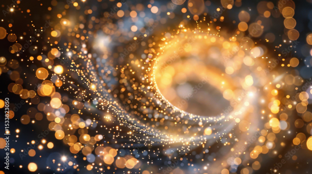 Poster mesmerizing vortex of glittering lights swirls in surreal space, creating captivating scene filled w