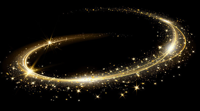 Mesmerizing vortex made of glittering particles spirals gracefully against black background, creating magical and enchanting atmosphere. shimmering lights evoke sense of wonder and beauty