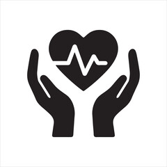 Obraz premium Hands Holding Heartbeat Icon design with white background 