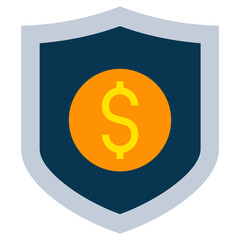 Money Shield Flat Icon, Investment concept design in flat icon style