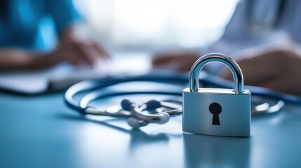 Medical confidentiality, secure patient data, healthcare security, privacy, locked file, safety, 