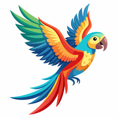 Obraz premium Colorful macaw parrot flying illustration vector tropical bird design