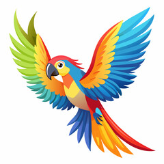 Fototapeta premium Colorful macaw parrot flying illustration exotic bird vector design