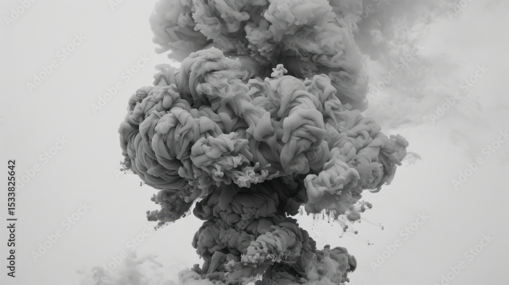Poster wisps of gray smoke form layered abstract cloud, creating dramatic and captivating visual effect. in