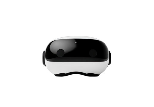 White VR headset, front view, simple design